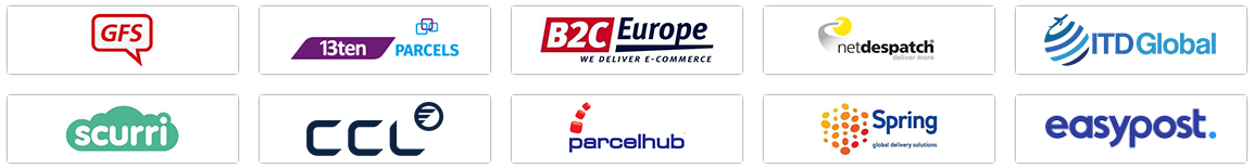 GFS, 13ten Parcels, B2C Europe, NetDespatch, ITD Global, Scurri, CCL, Parcel hub, Spring, Easypost